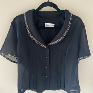 Super cute sheer black flower shirt